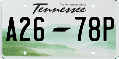 TN license plate A2678P
