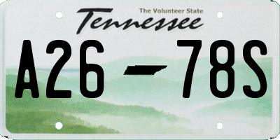 TN license plate A2678S