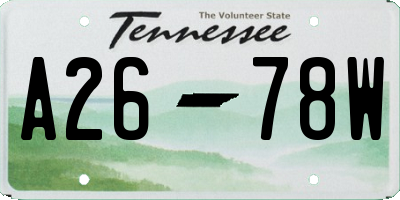 TN license plate A2678W