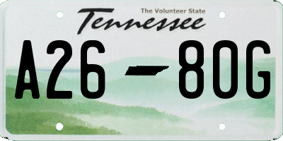 TN license plate A2680G