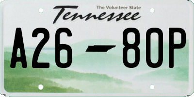 TN license plate A2680P