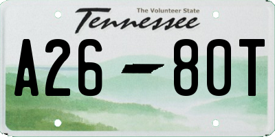 TN license plate A2680T