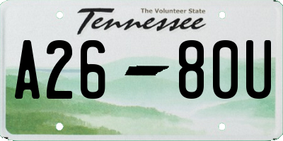 TN license plate A2680U
