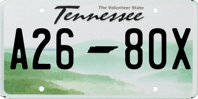 TN license plate A2680X