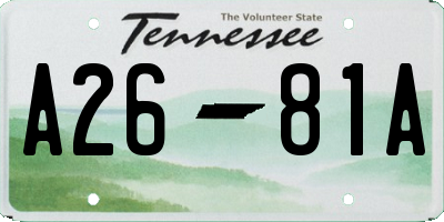 TN license plate A2681A