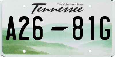 TN license plate A2681G