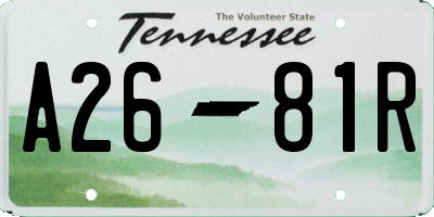 TN license plate A2681R