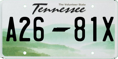 TN license plate A2681X