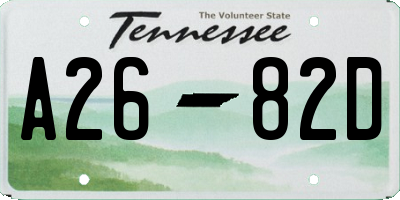 TN license plate A2682D