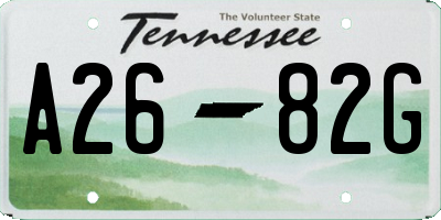 TN license plate A2682G