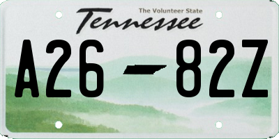 TN license plate A2682Z