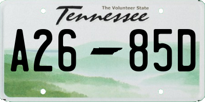 TN license plate A2685D