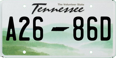 TN license plate A2686D