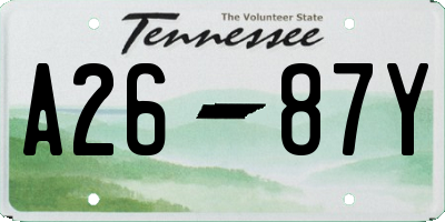 TN license plate A2687Y