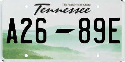 TN license plate A2689E