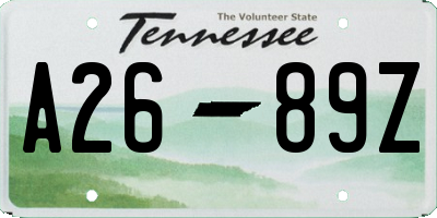 TN license plate A2689Z