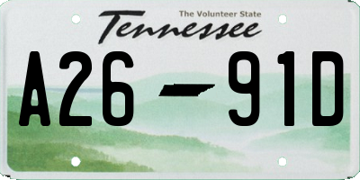 TN license plate A2691D
