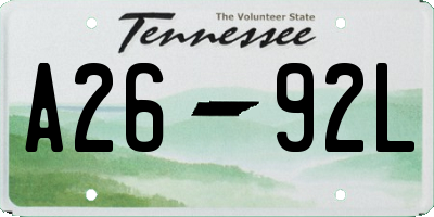TN license plate A2692L
