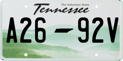 TN license plate A2692V