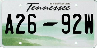 TN license plate A2692W