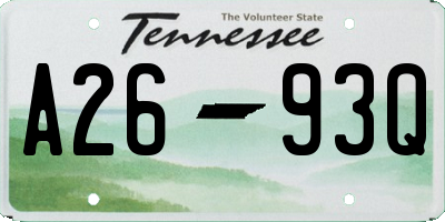 TN license plate A2693Q