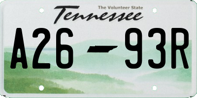 TN license plate A2693R
