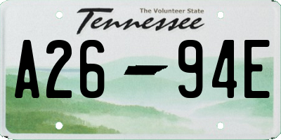 TN license plate A2694E
