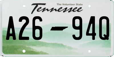 TN license plate A2694Q