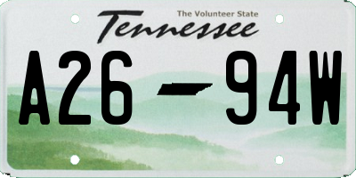 TN license plate A2694W
