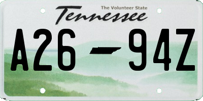TN license plate A2694Z