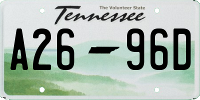 TN license plate A2696D