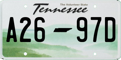 TN license plate A2697D