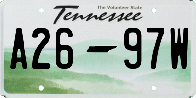 TN license plate A2697W