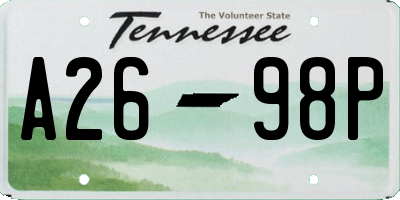 TN license plate A2698P