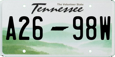 TN license plate A2698W
