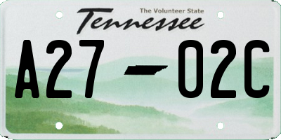 TN license plate A2702C