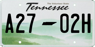 TN license plate A2702H