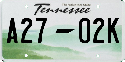 TN license plate A2702K
