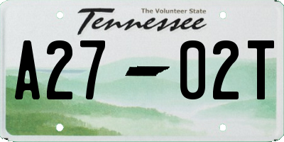 TN license plate A2702T