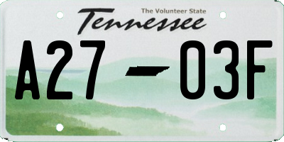 TN license plate A2703F