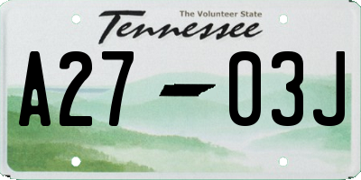 TN license plate A2703J
