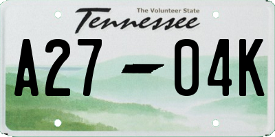 TN license plate A2704K