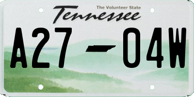 TN license plate A2704W