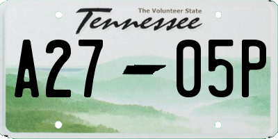 TN license plate A2705P