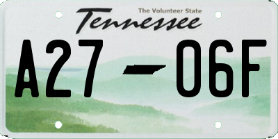 TN license plate A2706F