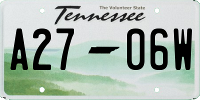 TN license plate A2706W