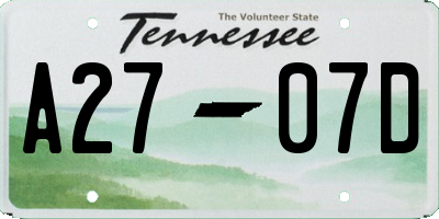 TN license plate A2707D