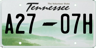 TN license plate A2707H