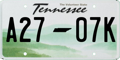 TN license plate A2707K