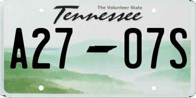 TN license plate A2707S